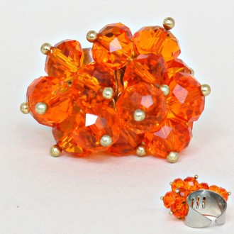 Ring: Orange Crystal ChaCha - Free Size